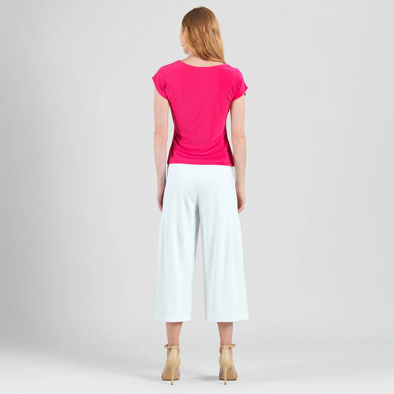 Slant Sleeve Side Tie Top - Hot Pink