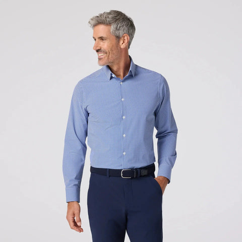 Leeward Dress shirt - Cobalt Ian Gingham Mizzen + Main