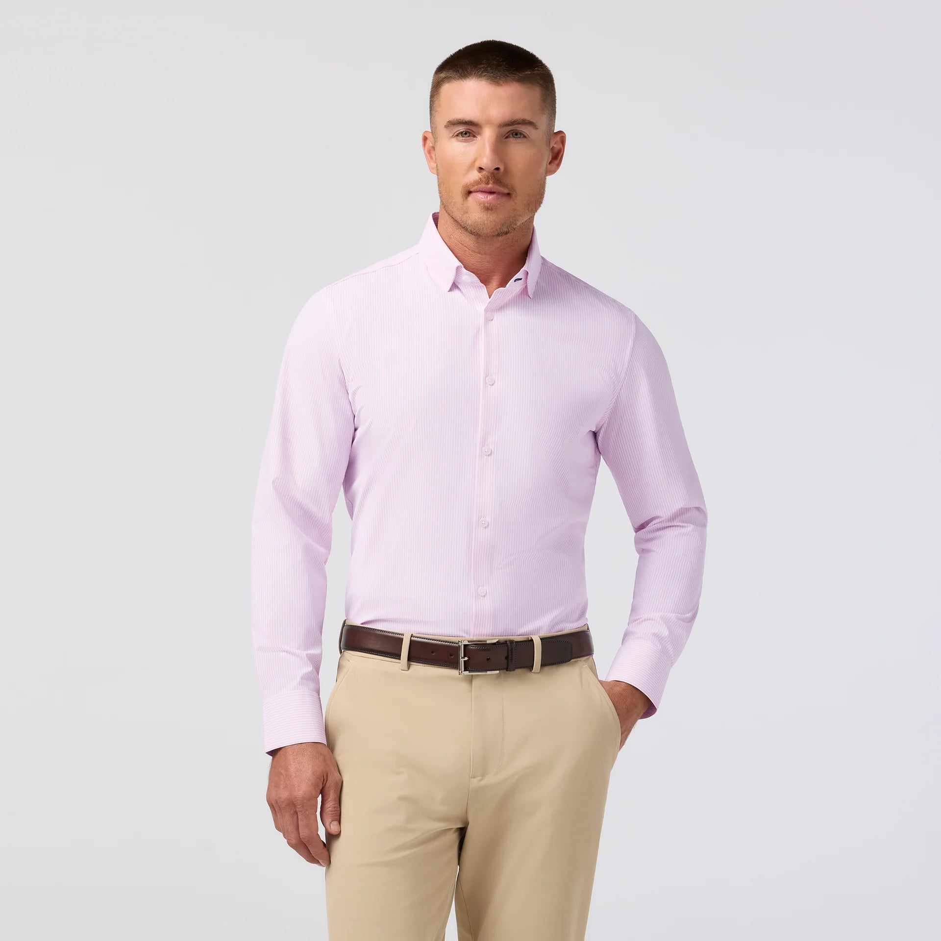 Leeward Dress Shirt - Pink Salt Banker Stripe