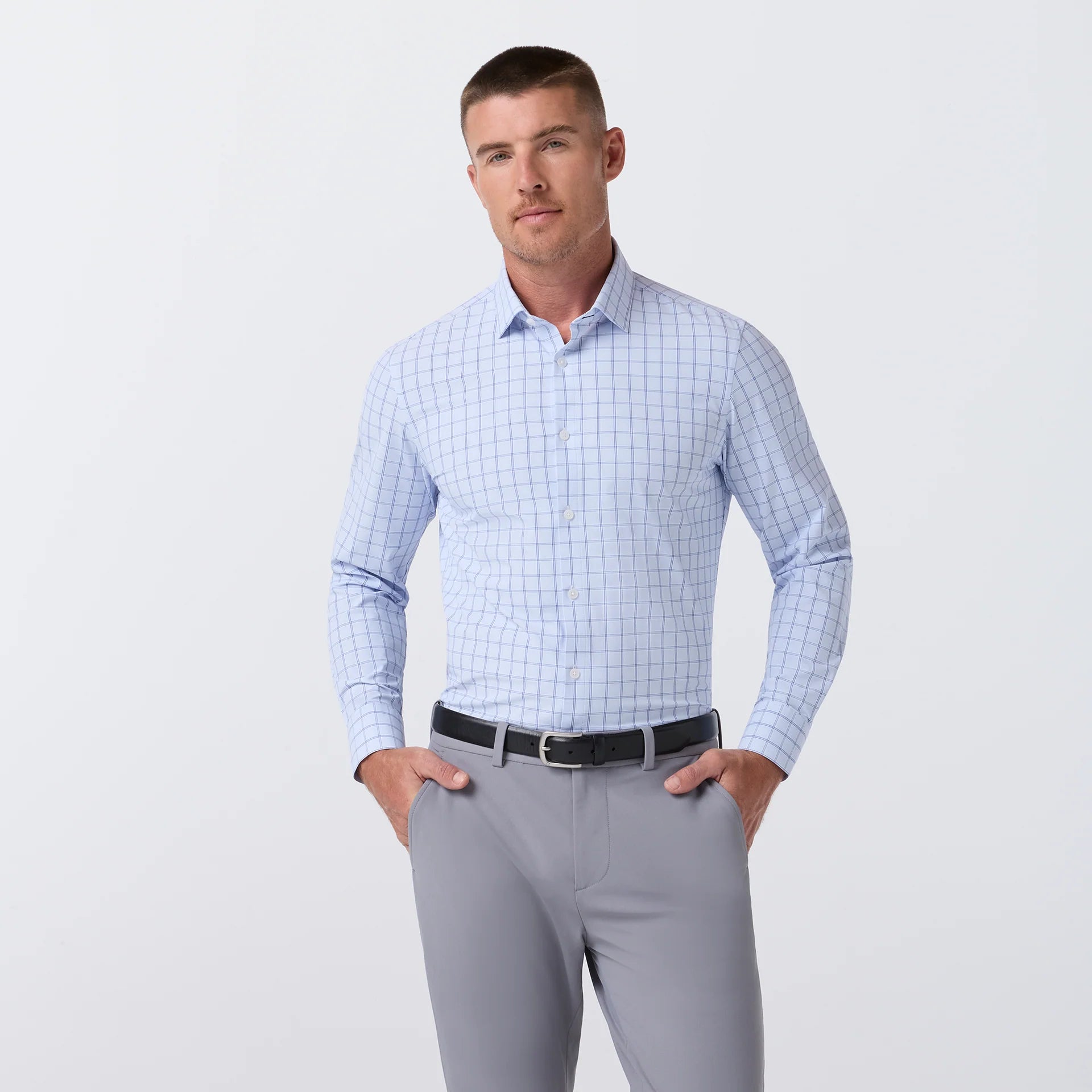 Leeward Dress shirt - Cloud Blue Hampton Plaid