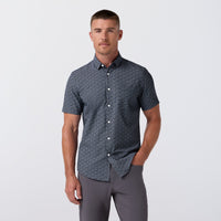 Leeward SS Dress Shirt - Navy Ditsy