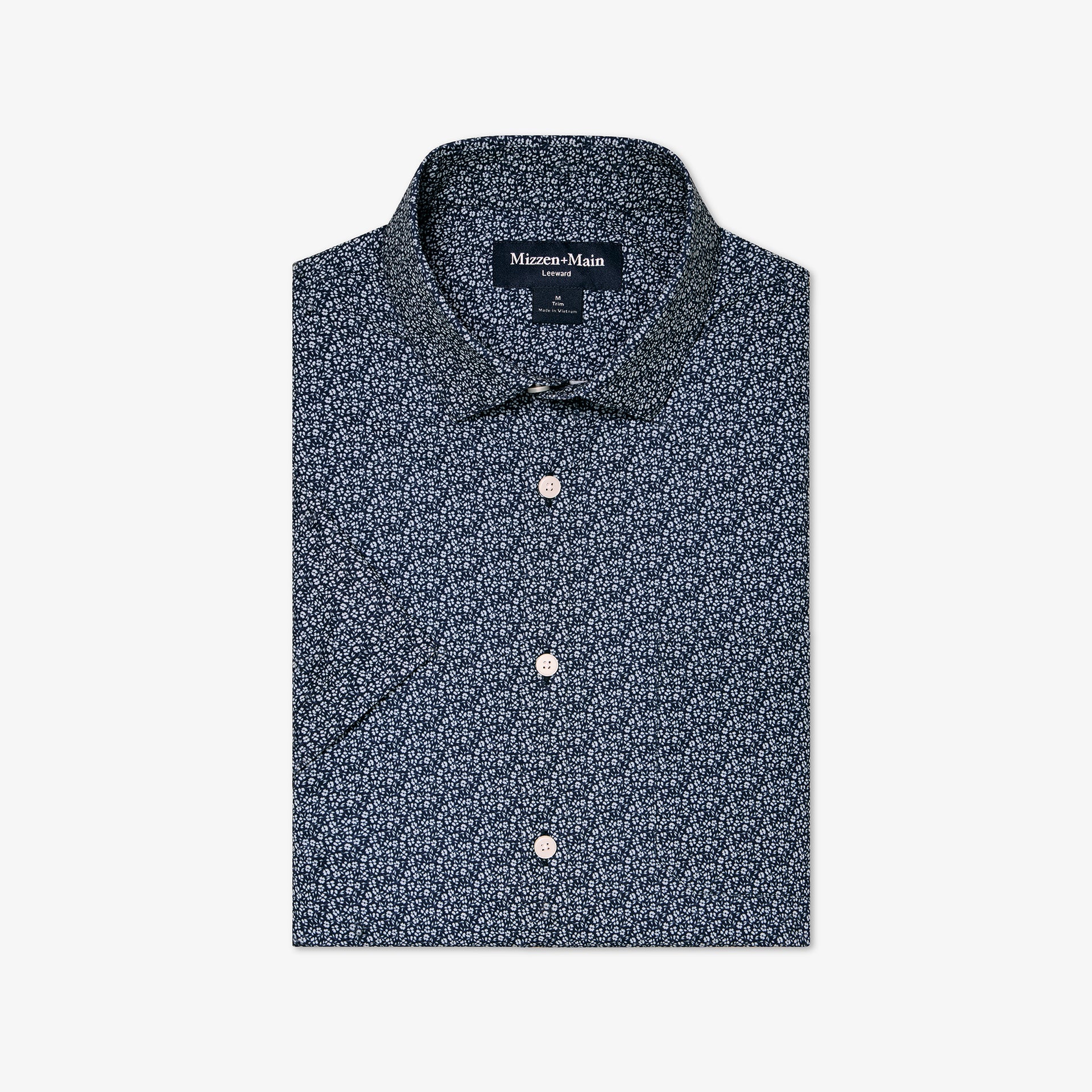 Leeward SS Dress Shirt - Navy Ditsy
