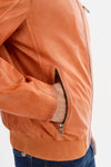 Tim Lambskin Leather Jacket - Orange Regency