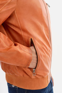 Tim Lambskin Leather Jacket - Orange Regency