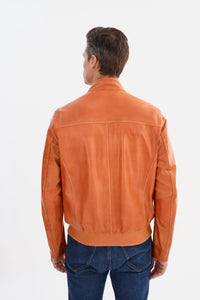 Tim Lambskin Leather Jacket - Orange Regency