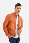 Tim Lambskin Leather Jacket - Orange Regency