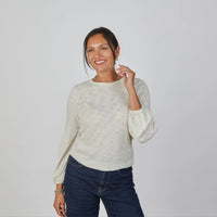 English Popover Top in Linen - Long Sleeve