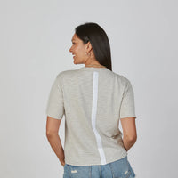 Relaxed Crew in Oyster w/ White Stripe
