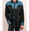 Embroidered Western Pearl Snap - Turquoise