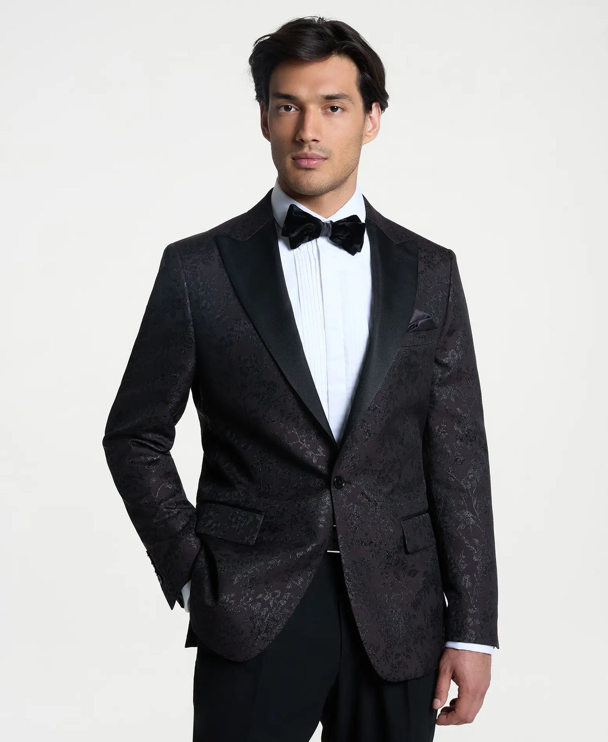Midnight Floral Brocade Tuxedo Jacket