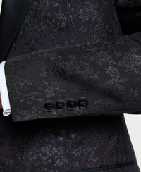 Midnight Floral Brocade Tuxedo Jacket