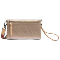 Emery Uptown Crossbody – Champagne Glitter Bag with Wristlet Strap Consuela