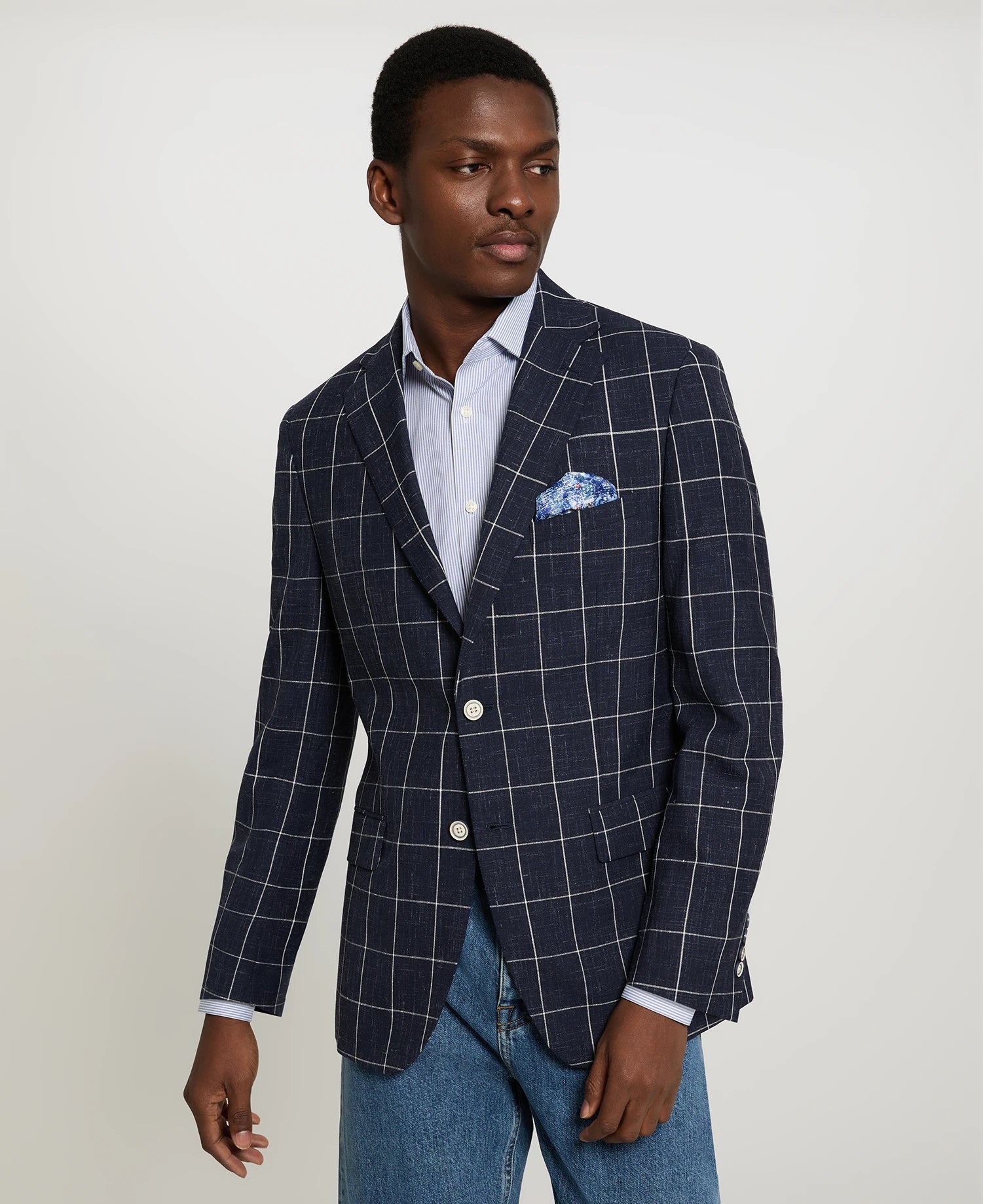 Navy Window Pane Sport Coat