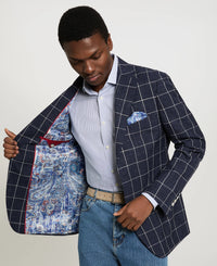 Navy Window Pane Sport Coat