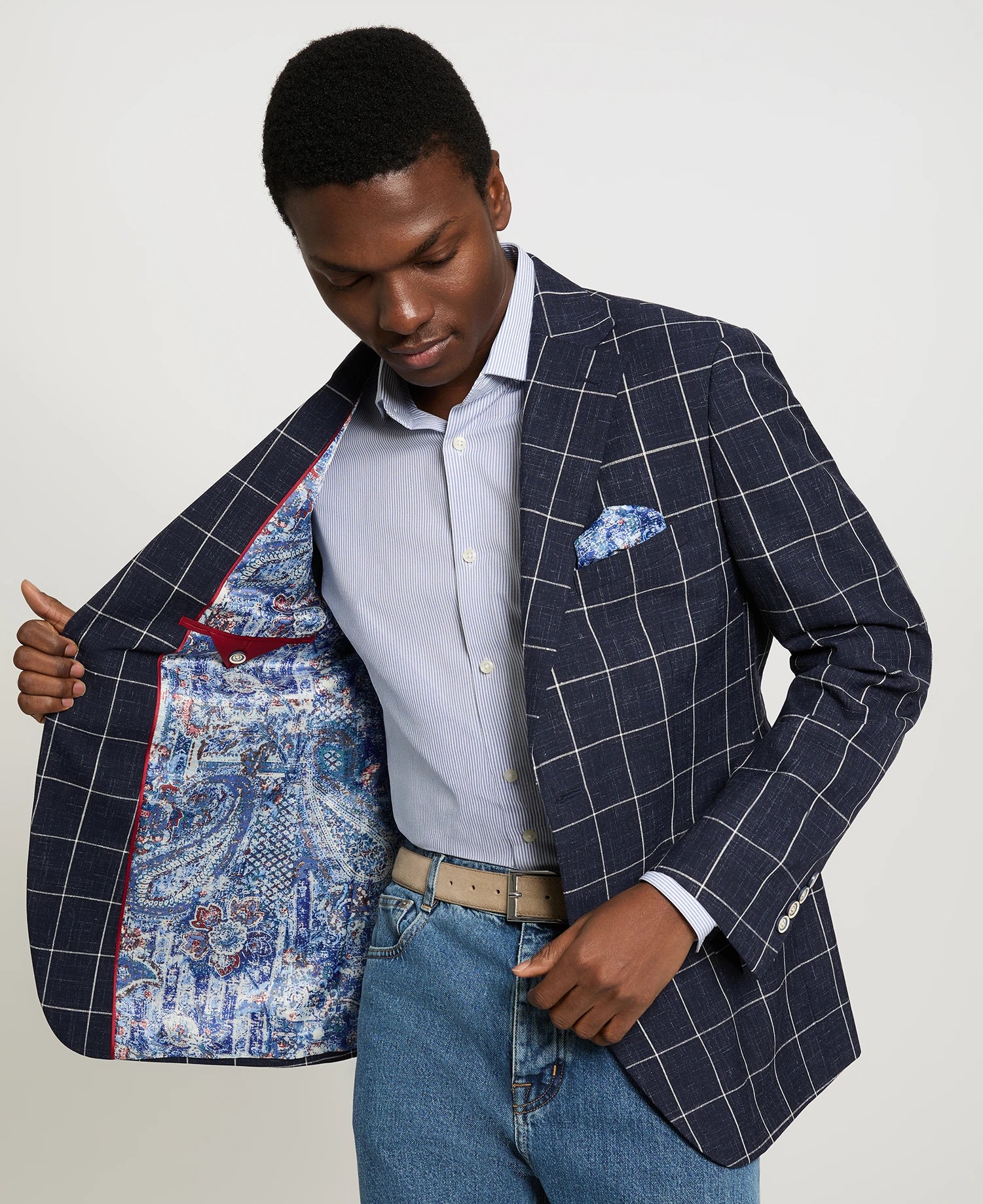 Navy Window Pane Sport Coat