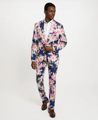 Dark Blue Floral Linen Sport Coat