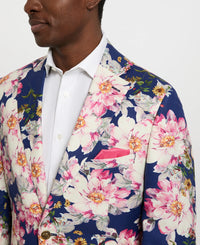Dark Blue Floral Linen Sport Coat