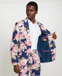 Dark Blue Floral Linen Sport Coat