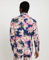 Dark Blue Floral Linen Sport Coat