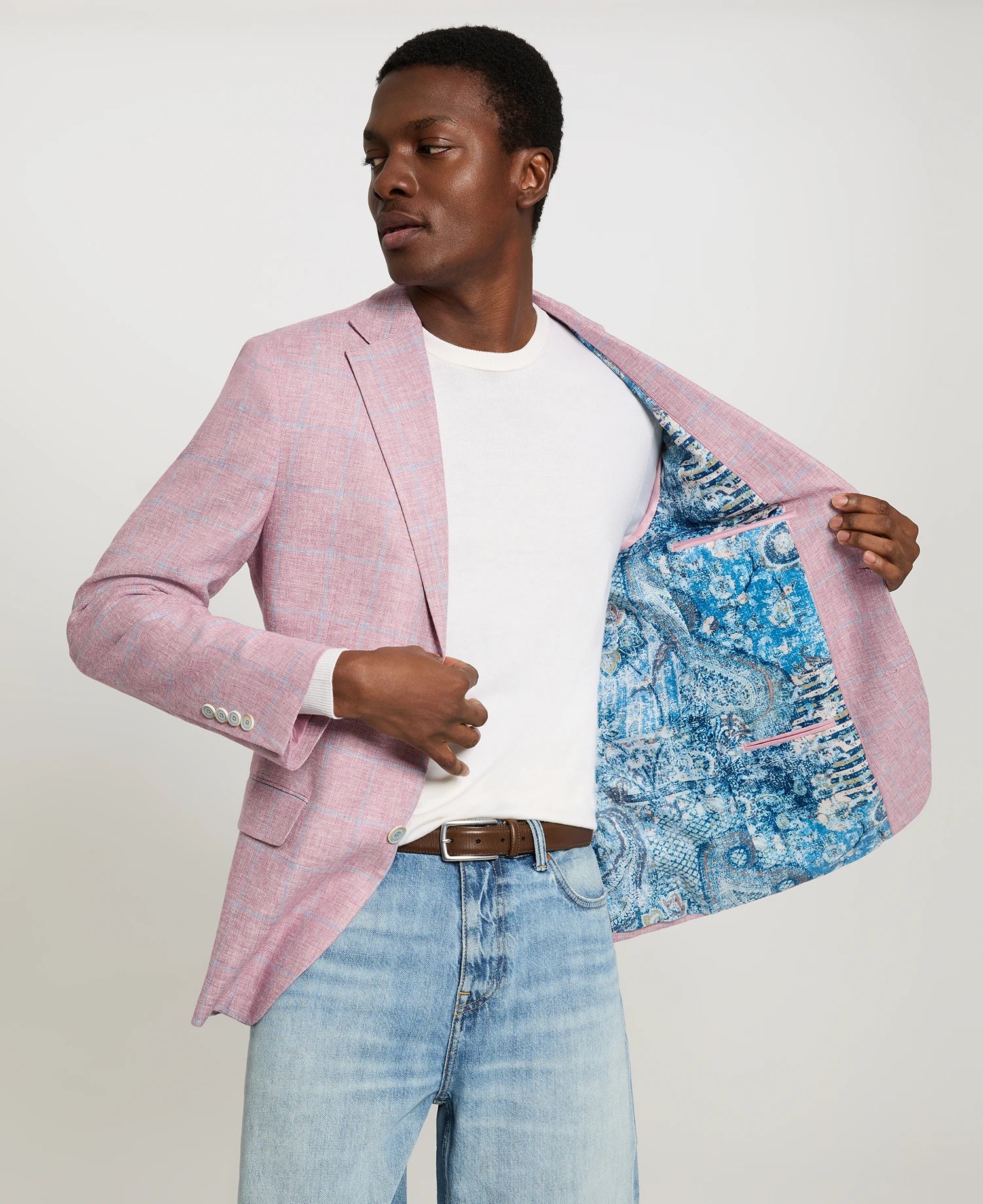 Pink/Blue Window Pane Sport Coat