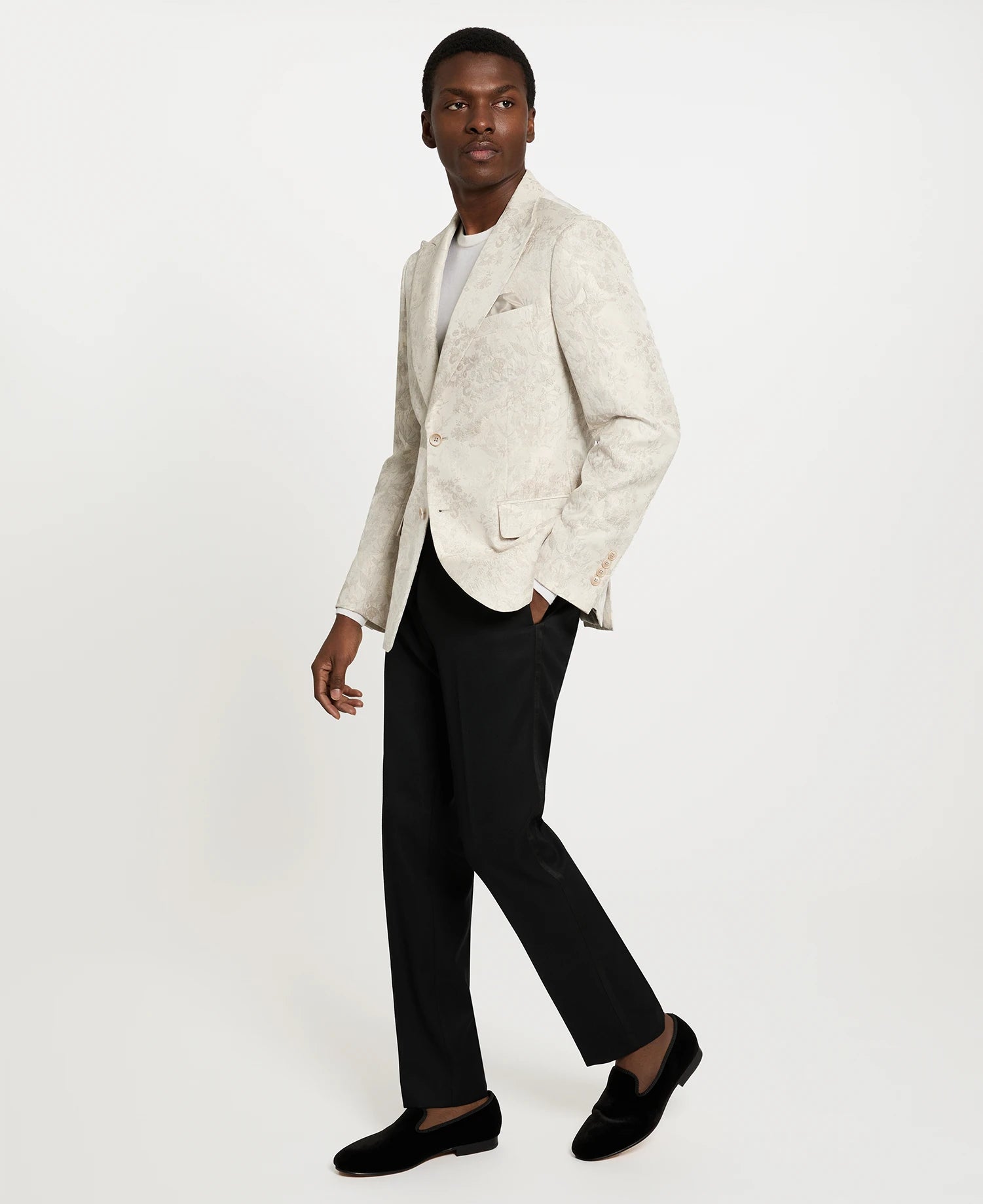 Cream Floral Jacquard Sport Coat