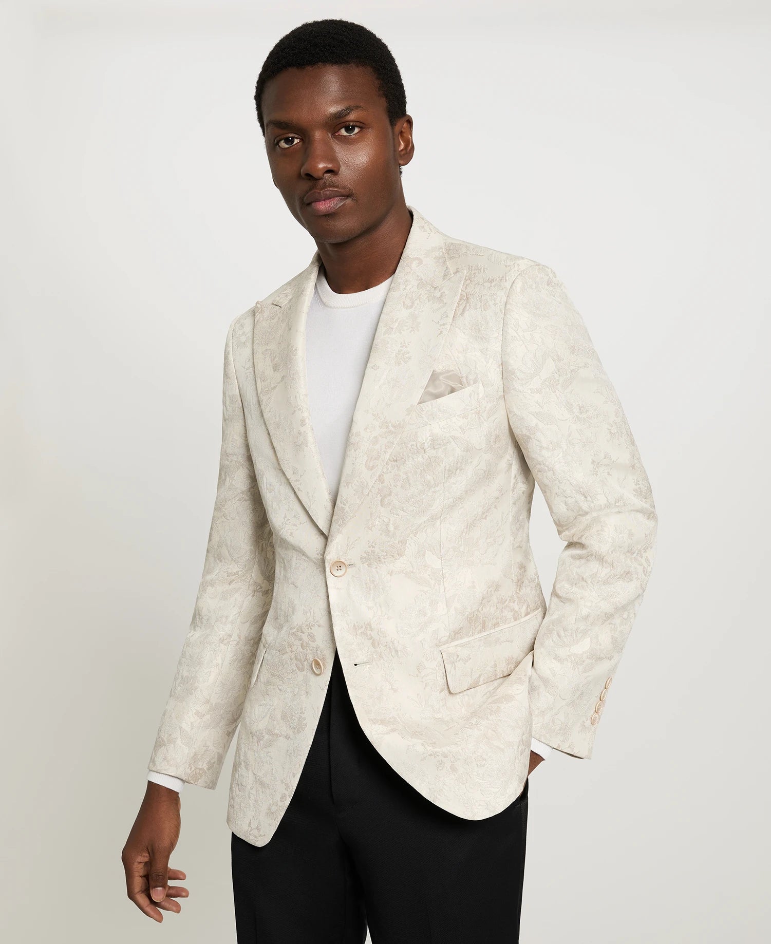 Cream Floral Jacquard Sport Coat