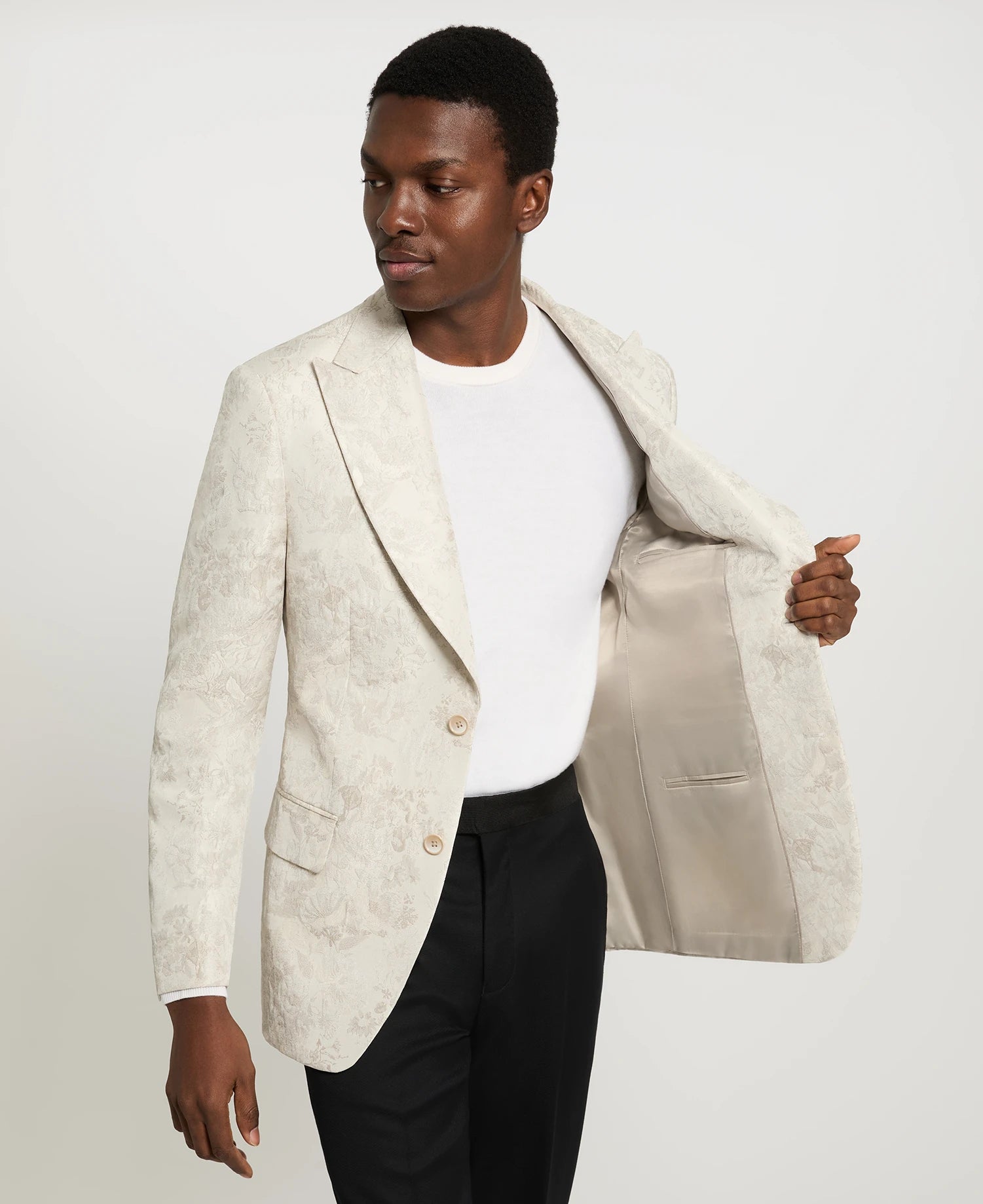 Cream Floral Jacquard Sport Coat