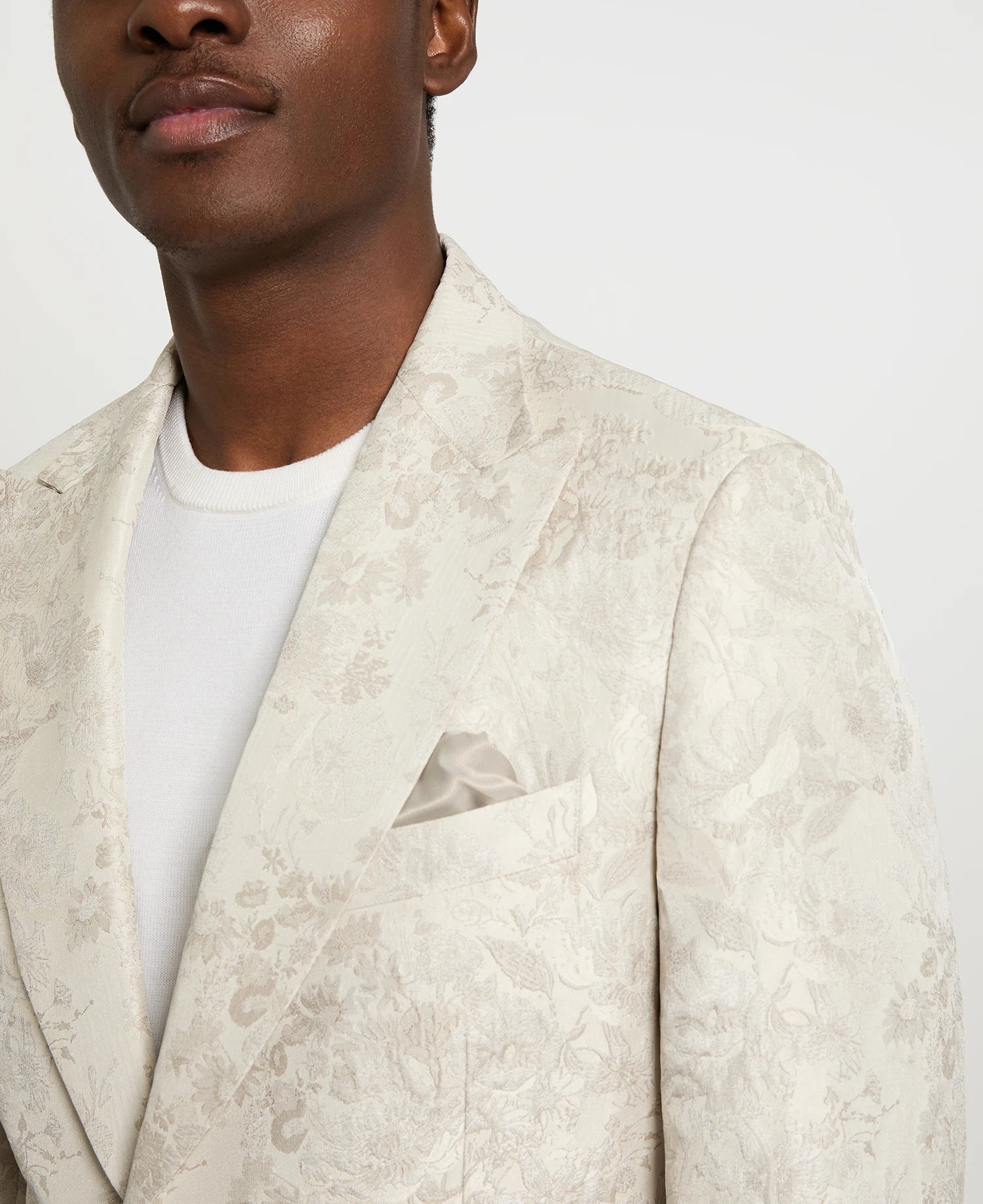 Cream Floral Jacquard Sport Coat