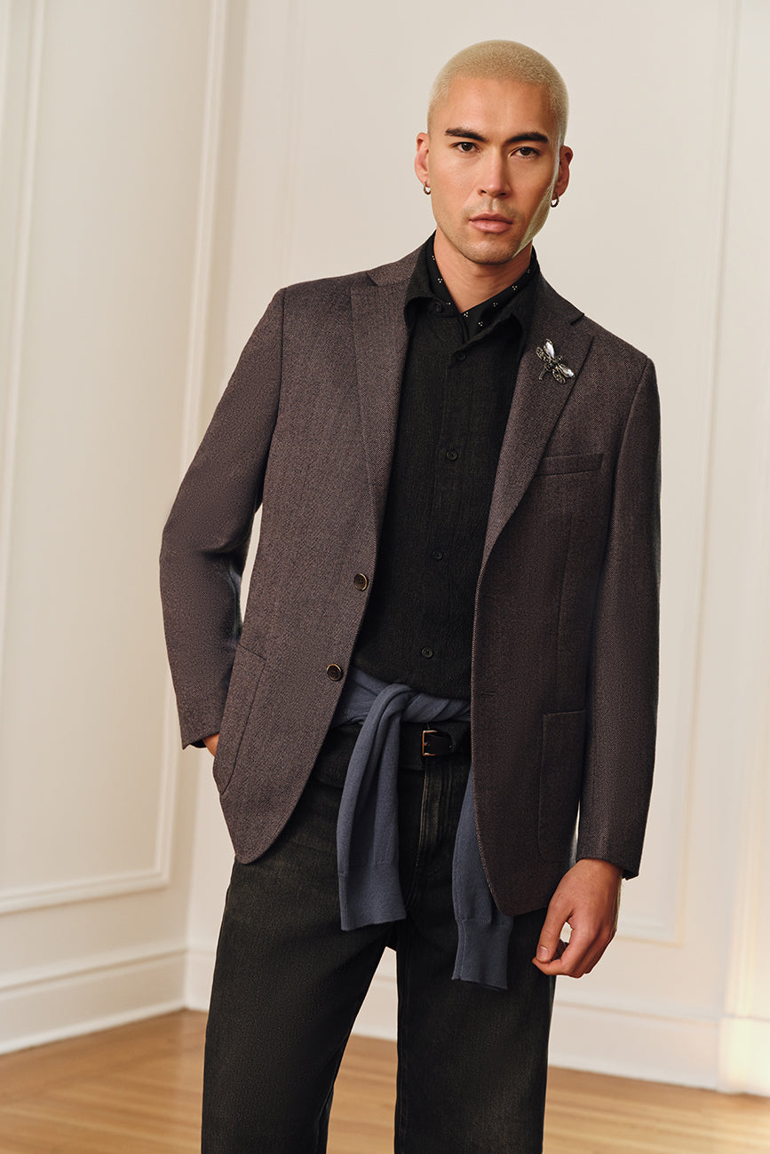 Espresso Herringbone Sport Coat