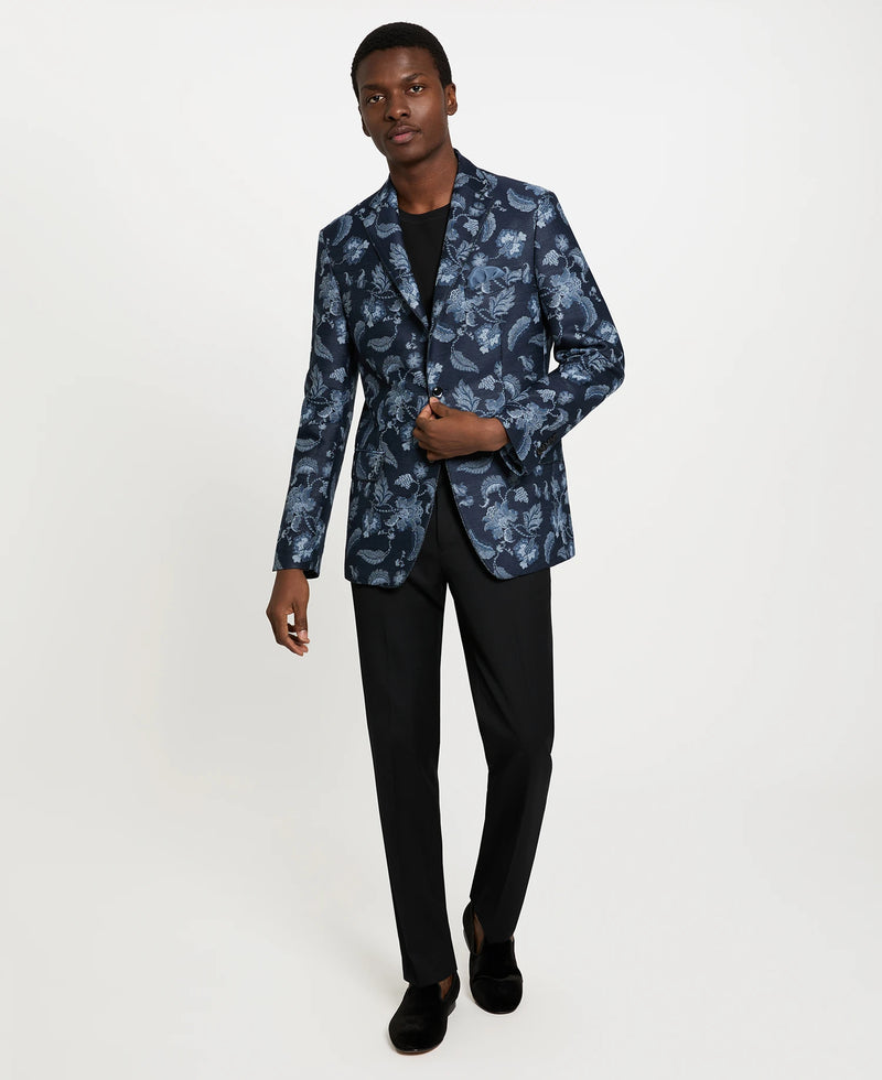 Verdello Midnight Bloom Sport Coat – Navy Floral Notch Lapel