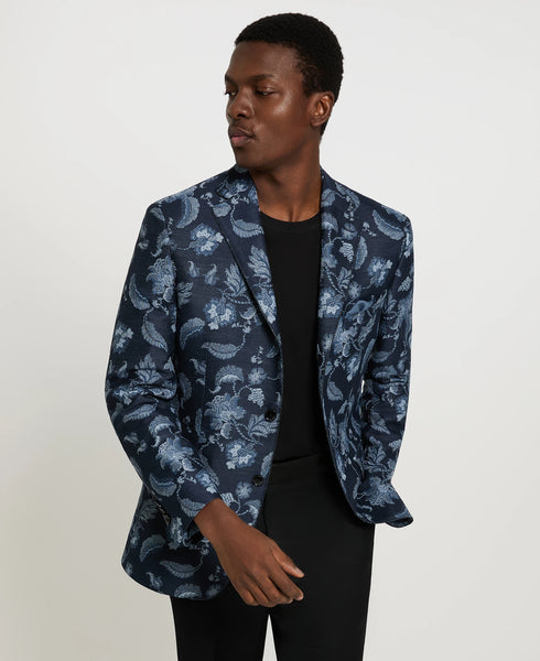 YONEX ブルーフラワーパターンジャケット M Verdello Midnight Bloom Sport Coat – Navy Floral Notch Lapel