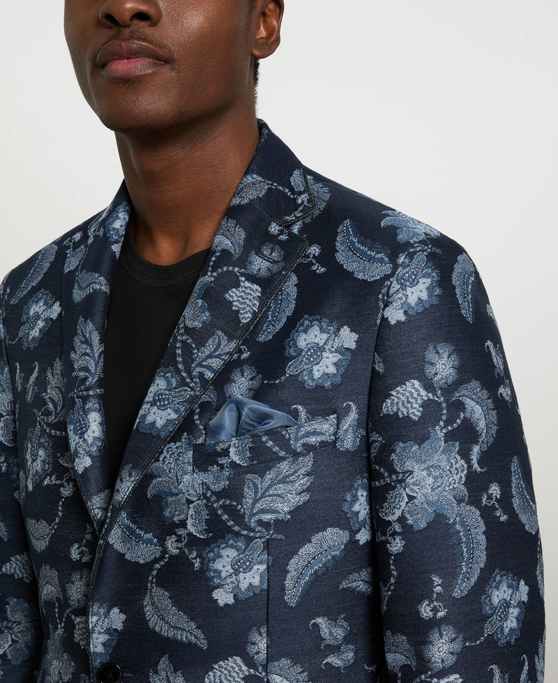Verdello Midnight Bloom Sport Coat – Navy Floral Notch Lapel