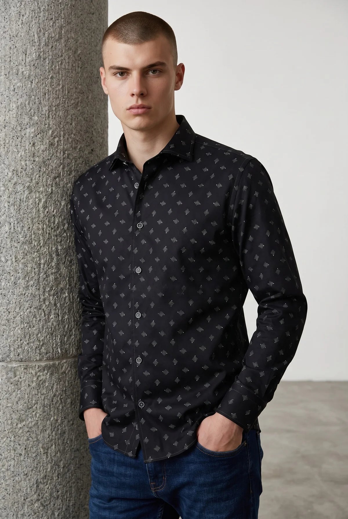 Verezzano Black/White Diamond Sport Shirt
