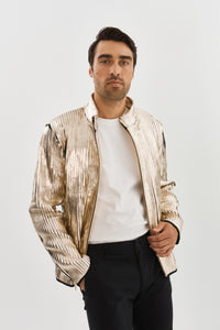 Win Leather Jacket- Gold