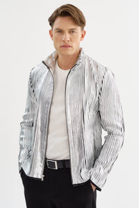 Win Leather Jacket- Silver