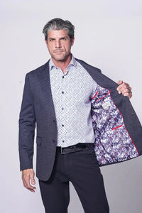 Welland Sport Coat – Navy Tonal Microcheck Stretch Knit 7 Downie St.