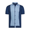 Blue Jacquard Short Sleeve Knit Polo