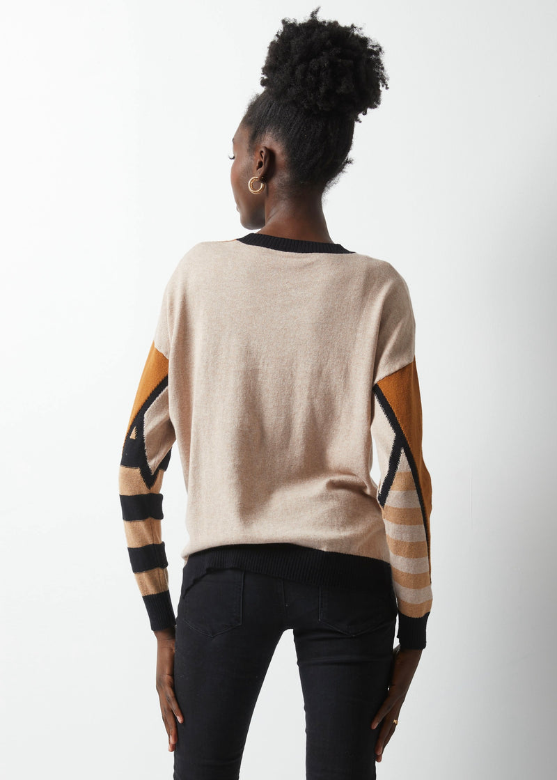 Mosiac Intarsia Sweater - Black/Camel