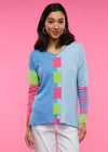 Chambray Color block Sweater