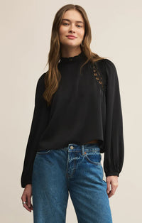 Silvana Mock Neck Embroidered Top