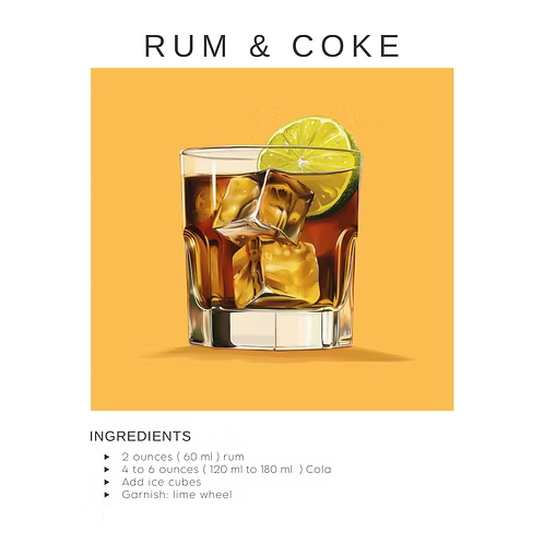 Rum & Coke Cocktail Pocket Square