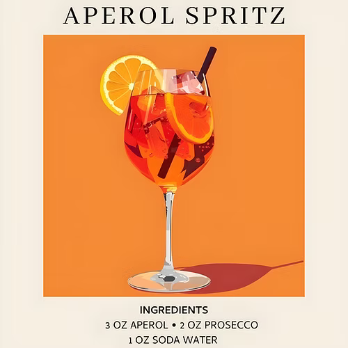 Aperol Spritz Cocktail Pocket Square DORO