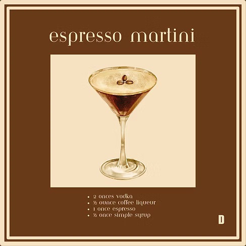Espresso Martini Cocktail Pocket Square