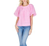 Pleated Puff Sleeve Top- Pink