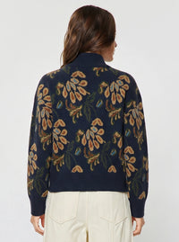 Pattern Jacquard Half Zip-Up Sweater