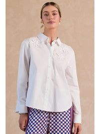 Floral Applique Button Down Shirt