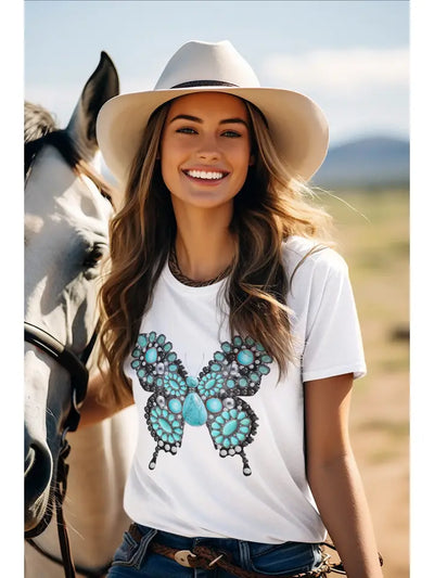 Turquoise Butterfly Tee