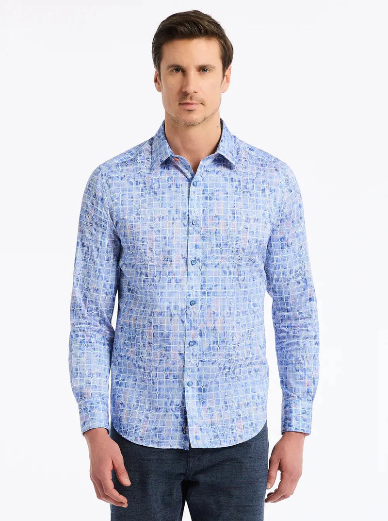 Amsterdam Sport Shirt – Abstract multi-color print front view
