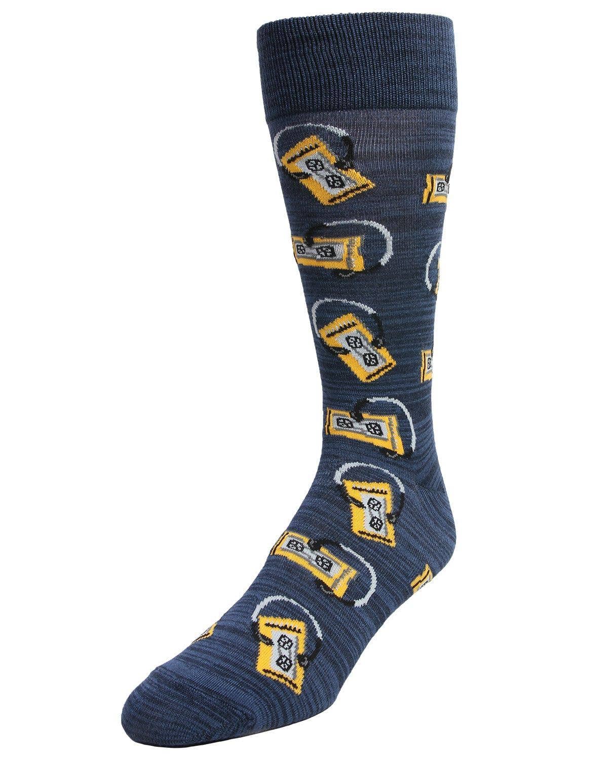 MeMoi Slick Beats Cassette Player Men's Socks: Navy Blazer / 10 13