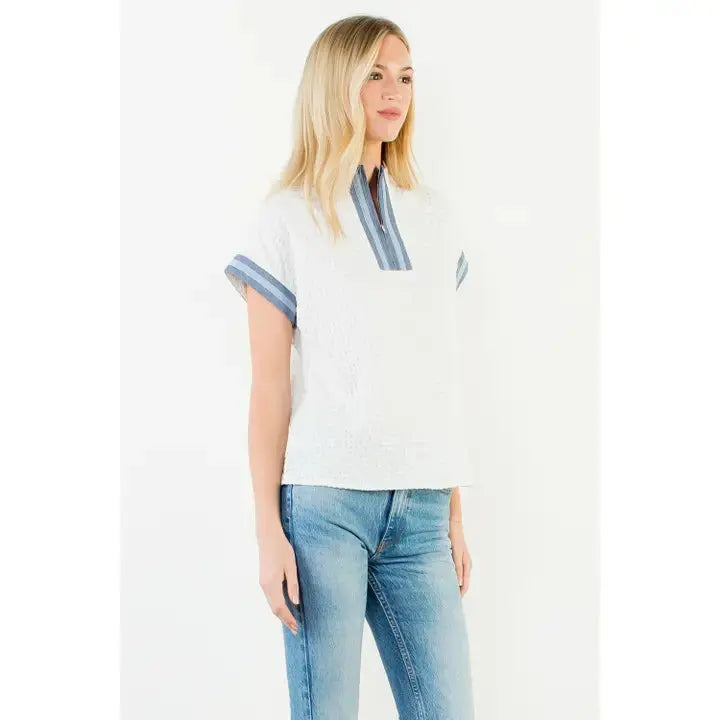 Short Sleeve Gingham Patterned Top THML